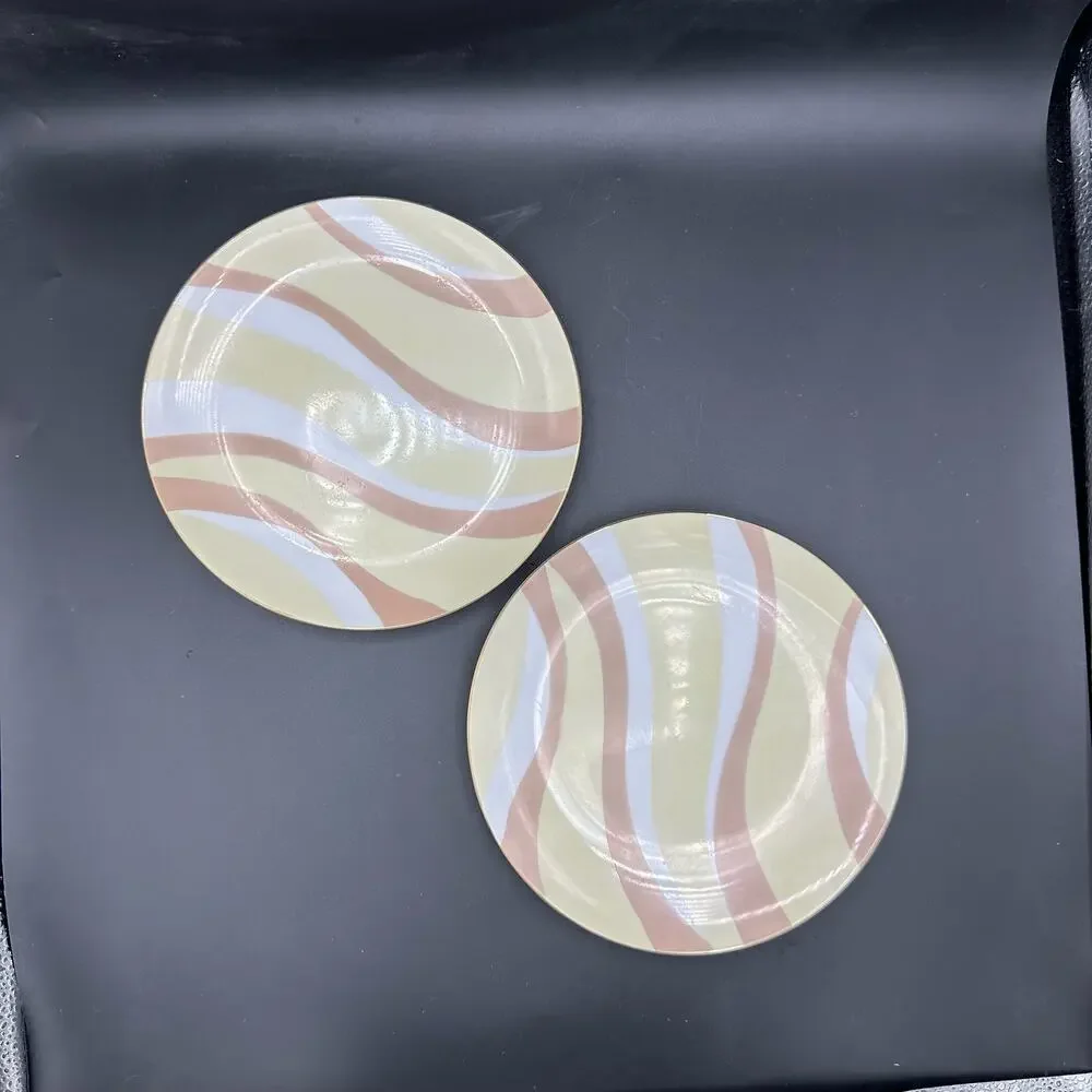Vintage Pink and Yellow Swirl Salad Plates by Mascot (Japan) Pattern NA-960